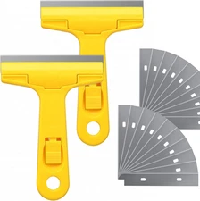 2pack Razor Blade Scraper, Industry Glass Window Heavy Duty Yellow