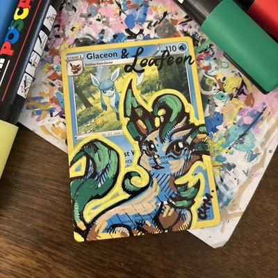 Leafeon | Pokemon Custom Art Card | Hand Painted Altered Pokemon Card | ACEO