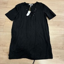 NWT BCBGeneration Lyocell Black Lace Up Short Sleeve Shift Dress Size M