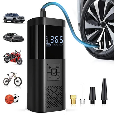 150 PSI Air Compressor Tire Inflator Fits Car Moto Bike Tires Air Pump Cordless