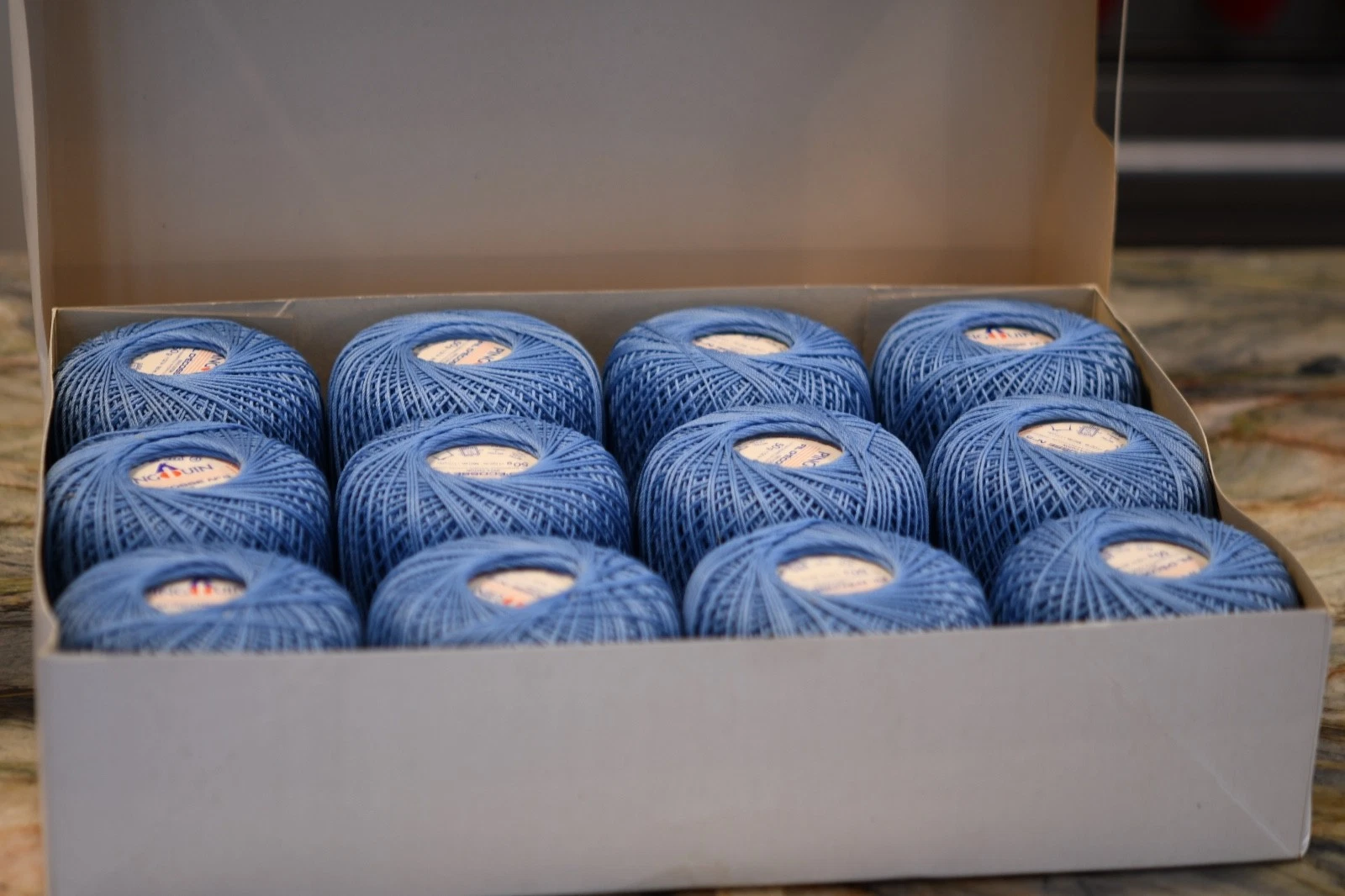 Pingouin Fil D'ecosse No. 5, Two Boxes/12-Marine & 12-Sevres, Made in France - product detail image 9