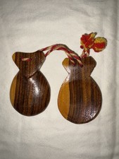 Vintage Spanish Hand-Carved Handmade Wood Castanets Casta uelas Flamenco Set  2