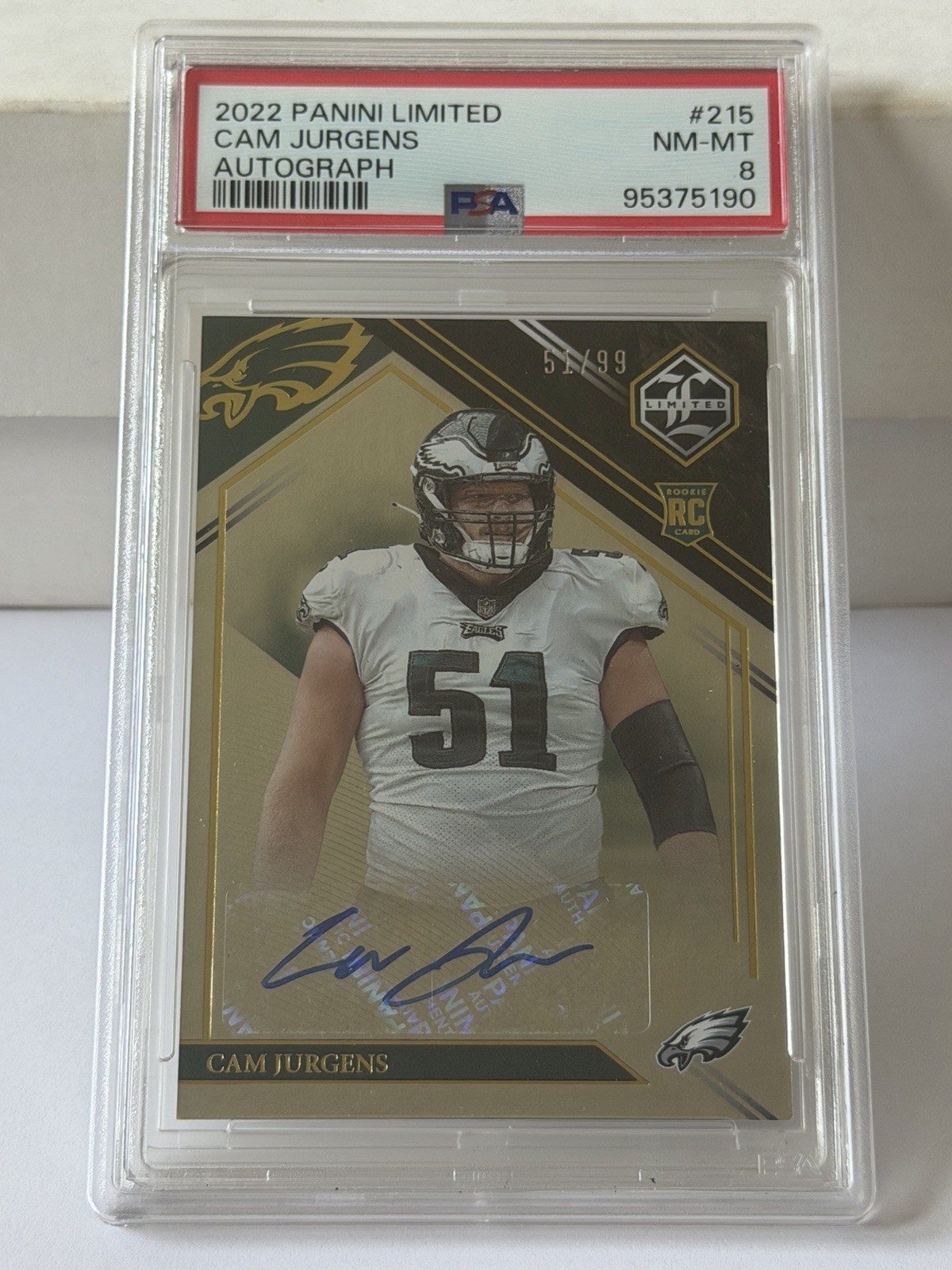 2022 Panini Limited #215 Cam Jurgens Rookie 🔥51/99🔥 Eagles RC Auto Pop 1