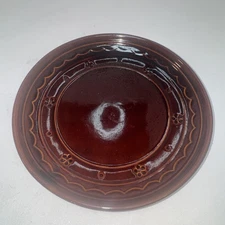 MarCrest Daisy & Dot Plate Dinner 9.5” Brown Stoneware Chop Ovenproof Vtg