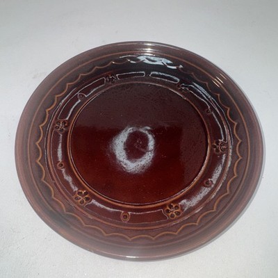 MarCrest Daisy & Dot Plate Dinner 9.5  Brown Stoneware Chop Ovenproof Vtg
