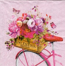 3 Servietten ~ Fahrzeug, Fahrrad, Blumen, Holzkiste aus einer Boutique ~ 33x33