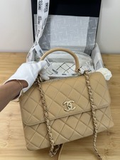 100% Authentic Chanel Trendy CC Medium Beige Top Handle Flap