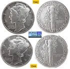 Vintage 1942 44⌛US Phila Mint World War II Silver Mercury Dimes🪙As Depicted🪙