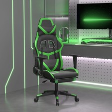 Chaise de Jeu avec Repose-pied Noir et Doré Similicuir Fauteuil Siège vidaXL