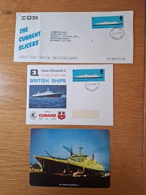 RARE QEII CUNARD ENVELOPES. 2 X FDC . POSTCARD FROM PHILLIPS BULB SUPPLIER ! - Image 1 of 4