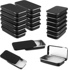 20 Pack Metal Slide Top Tin Containers Rectangular Small Tin Containers for Lip