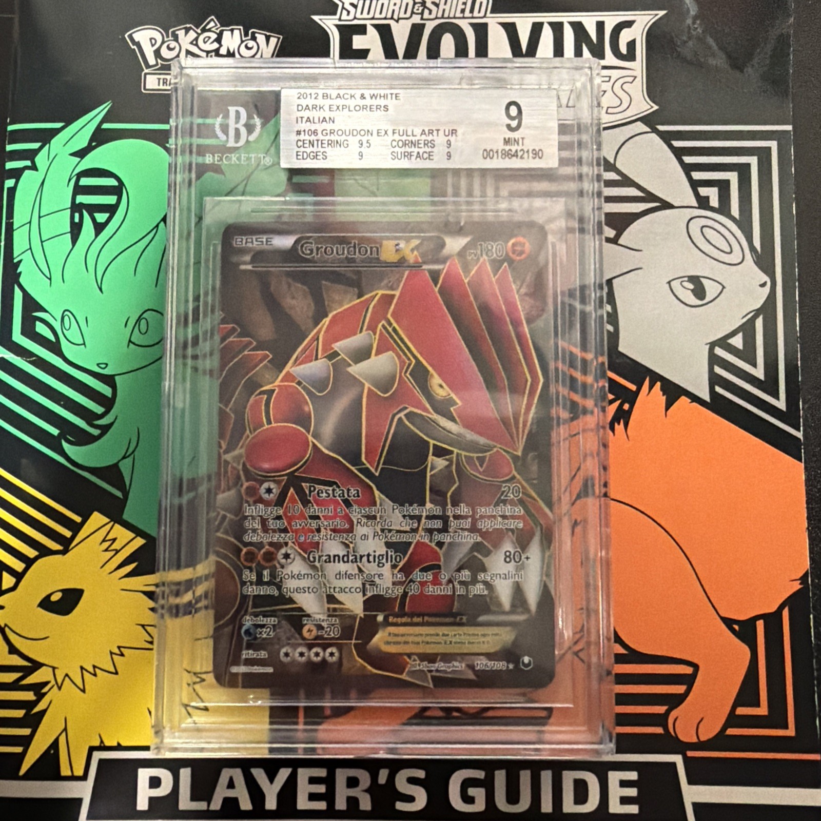 Pokemon Groudon EX Dark Explorers Full Art Holo Italian 106/108 Beckett 9 Mint