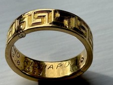Solid 18ct Yellow Gold Greek Key Band Ring 6.69g Size U / 20mm 18K 750