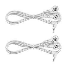 Pack of 2 TENS Cable Wire Shield Plugs to Double Snap Electrode Connectors for