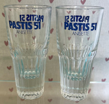 PAIR VINTAGE FRENCH PASTIS 51 ANISETTE GLASSES EXCELLENT CONDITION