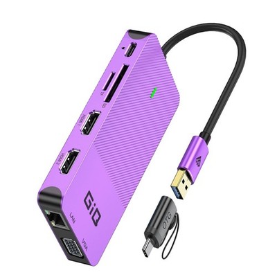 USB Docking Station USB C HUB USB 3.0 to Dual HDMI VGA Adapter Triple Display...