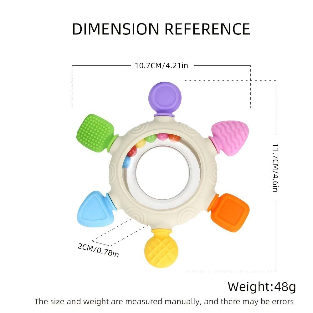 Safe Gentle Silicone Baby Teething Toy 2Pcs Sensory Rattle Suitable for Newborns