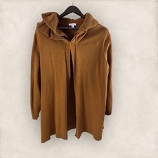 Susan Graver Chestnut Brown Long Line Cardigan Knit Sweater Ruffle Open Size 3X