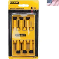 Stanley 6-Piece Precision Screwdriver Set in Black & Yellow - Ergonomic Design