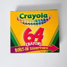 NEW Vintage Crayola 64 Crayons Built-in Sharpener Box Art School Supplies