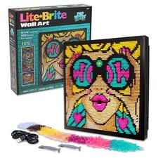 Lite Brite 16" x 16" Wall or Tabletop Art, 3 Pop Wow Designs, 6000 Pegs