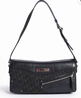 Dior Diorissimo Black Trotter Canvas Street Chic Y2K Handbag Pre-Loved Authentic