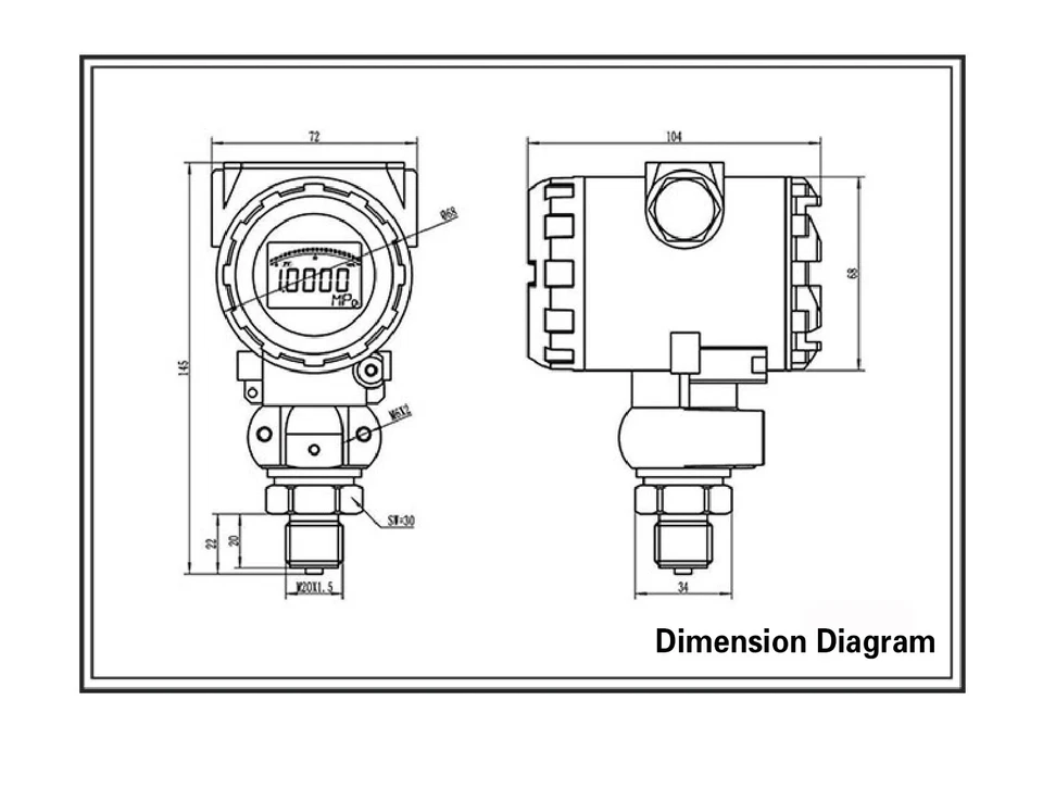 Pressure Transmitter -100kPa~100MPa RS485 Modbus LCD G1/4 G1/2 12-26VDC PCM480Y - Image 2 of 4