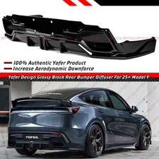 For 2025-2026 Tesla Model Y Juniper Yofer Gloss Black Rear Bumper Diffuser Kit