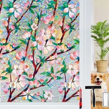 Window Privacy Film Decorative Window Sticker, 17.5 Inch x 78.74 Inch Rainbow