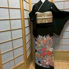 6139 Japanese Tomesode Kimono Vintage Womens Silk Fabric Robe Kimono only sold