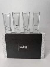 JoyJolt Barware Carre 4 Shot Glasses Sqaure Base Offset Angular Design 1.8 Oz
