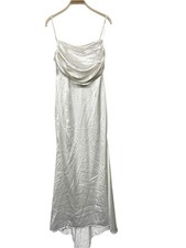 New Lulus Lovely Endearment White Satin Sleeveless Backless Maxi Dress Bridal