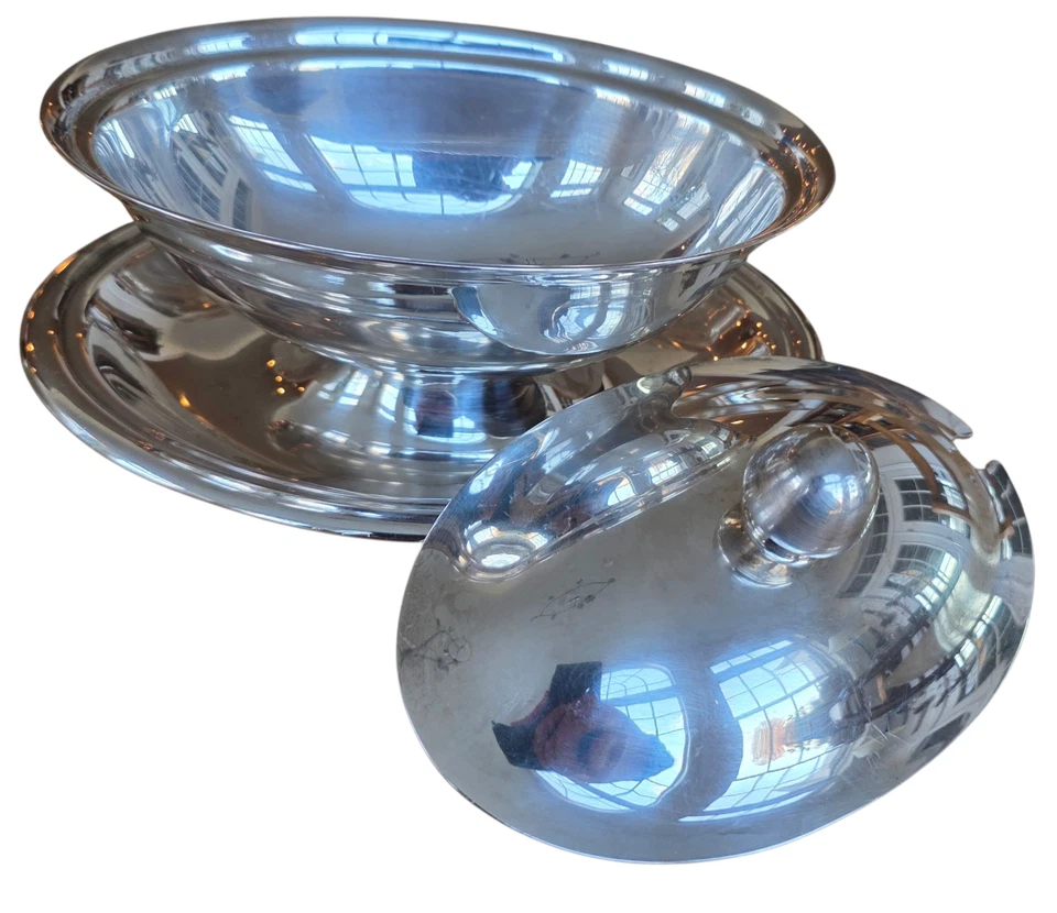 Barco de salsa vintage Reed & Barton plateado con placa base adjunta Foto 4 de 4