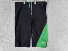 Speedo PowerFLEX Eco Swim Jammers Mens 30 Black Green Side Panel Training