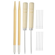Doll Hair Rooting Holders Kit, 0.6mm Rerooting Needles, Gold Tone