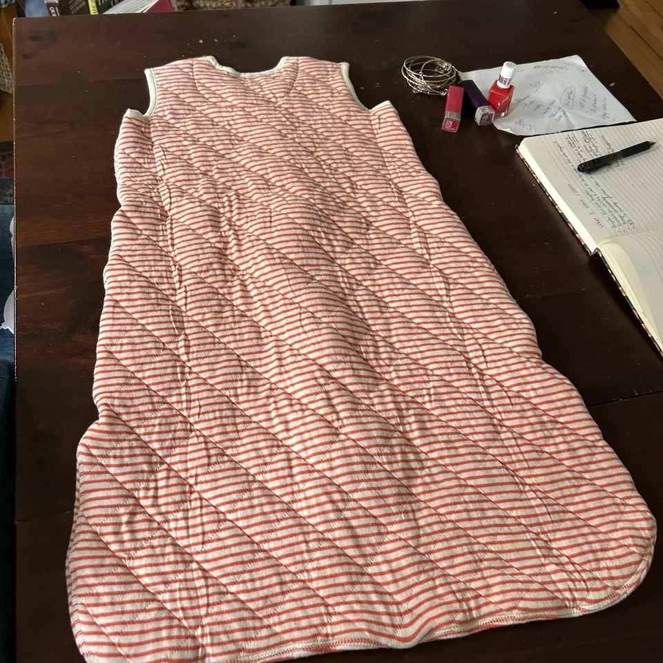 Saco de dormir Hanna Andersson luna y espalda bebé mediano rojo rayas cremallera completa suave Foto 2 de 4