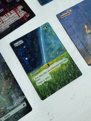 Magic Altered Hand painted Card, Full Alter, By Artist,  EXPLORE  Mtg Gathering