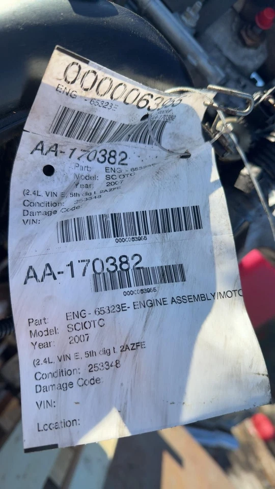 2006 2007 2008 2009 2010 Scion SCION TC Engine Assembly/motor - Image 4 of 4