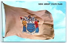 1970 New Jersey State Flag Vintage Postcard