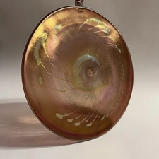 Robert Coleman Art Glass 8.25" Amethyst Iridescent Suncatcher Disc Stamped RC