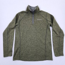 Eddie Bauer Better Sweater Mens Medium Green 1/4 Zip Mock Neck Henley Pullover