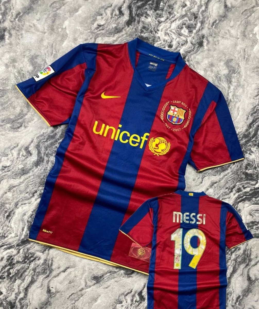 Nike FC Barcelona 2007 2008 Messi #19 Home Shirt Soccer Jersey Men