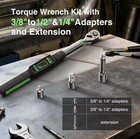 Digital Electronic Torque Wrench Kit 3/8in Ratcheting w/ Adapters & Ext, 4pc — photo 1
