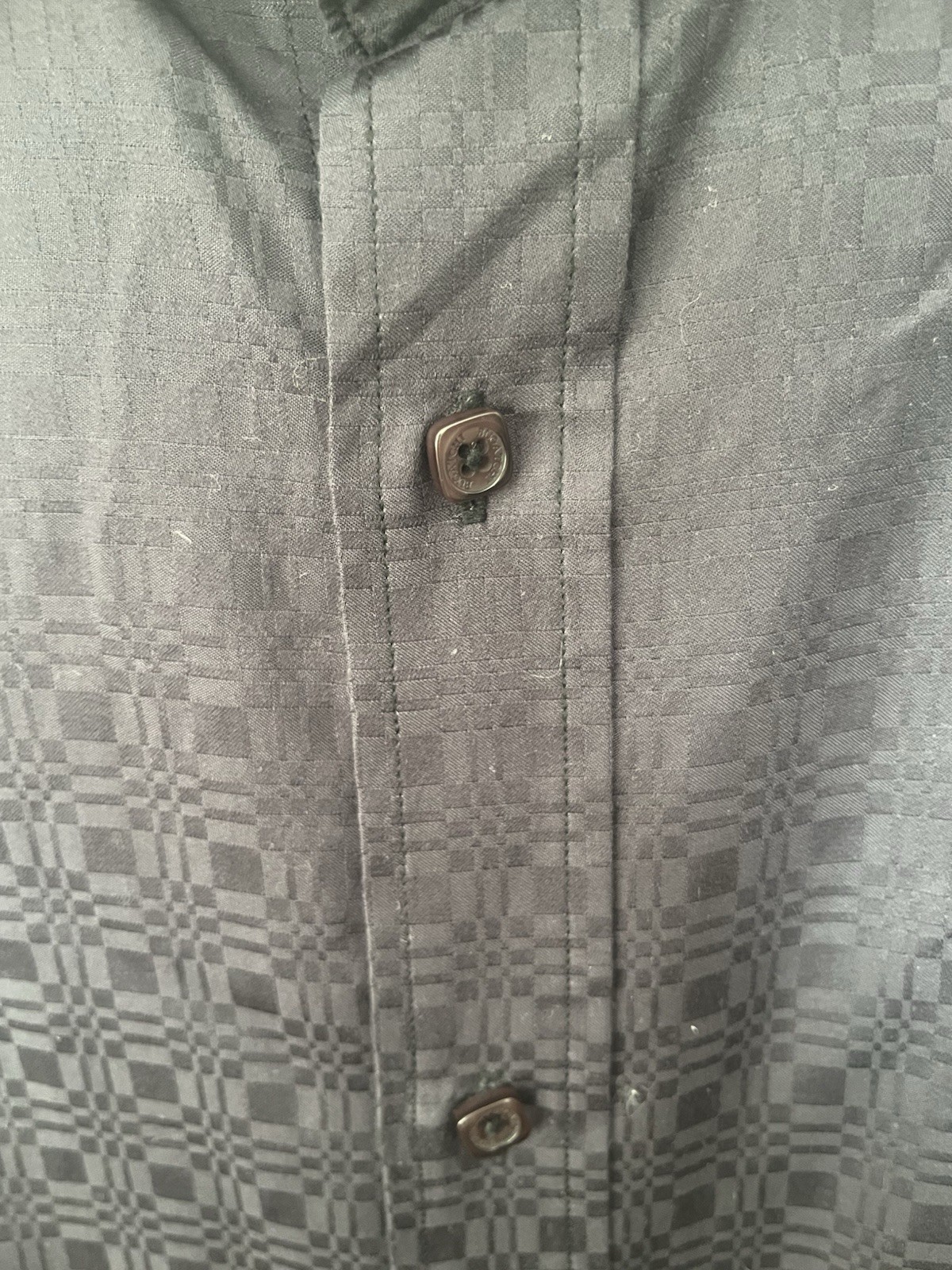 Bugatchi Uomo Black Geometric Pattern Men’s Butto… - image 4