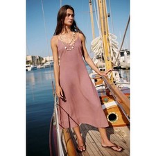 Free People Free Est Emmers Linen Midi Slip Dress Sleeveless Beach M New 285838