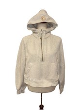 Lululemon Scuba Oversized Half Zip Hoodie M/L Heathered Bone Gold Zipper