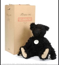 STEIFF 70cm LEO MOURNING TITANIC TEDDY BLACK BEAR 1912. ÜBER RARE. MINT & BOXED.
