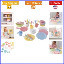 27-Piece Pastel Plastic Cookware  Dish Set for Kids Ages 18 Mo 