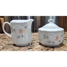 Sissi Winterling China Creamer and Sugar Bowl Set Pink Floral Germany