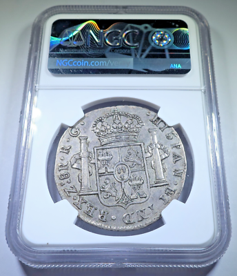 NGC AU-53 1821-RG Zacatecas Mexico 8 Reales Genuine Spanish